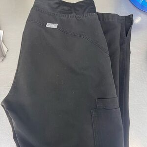Figs Black Cargo Pants with Elastic Waistband